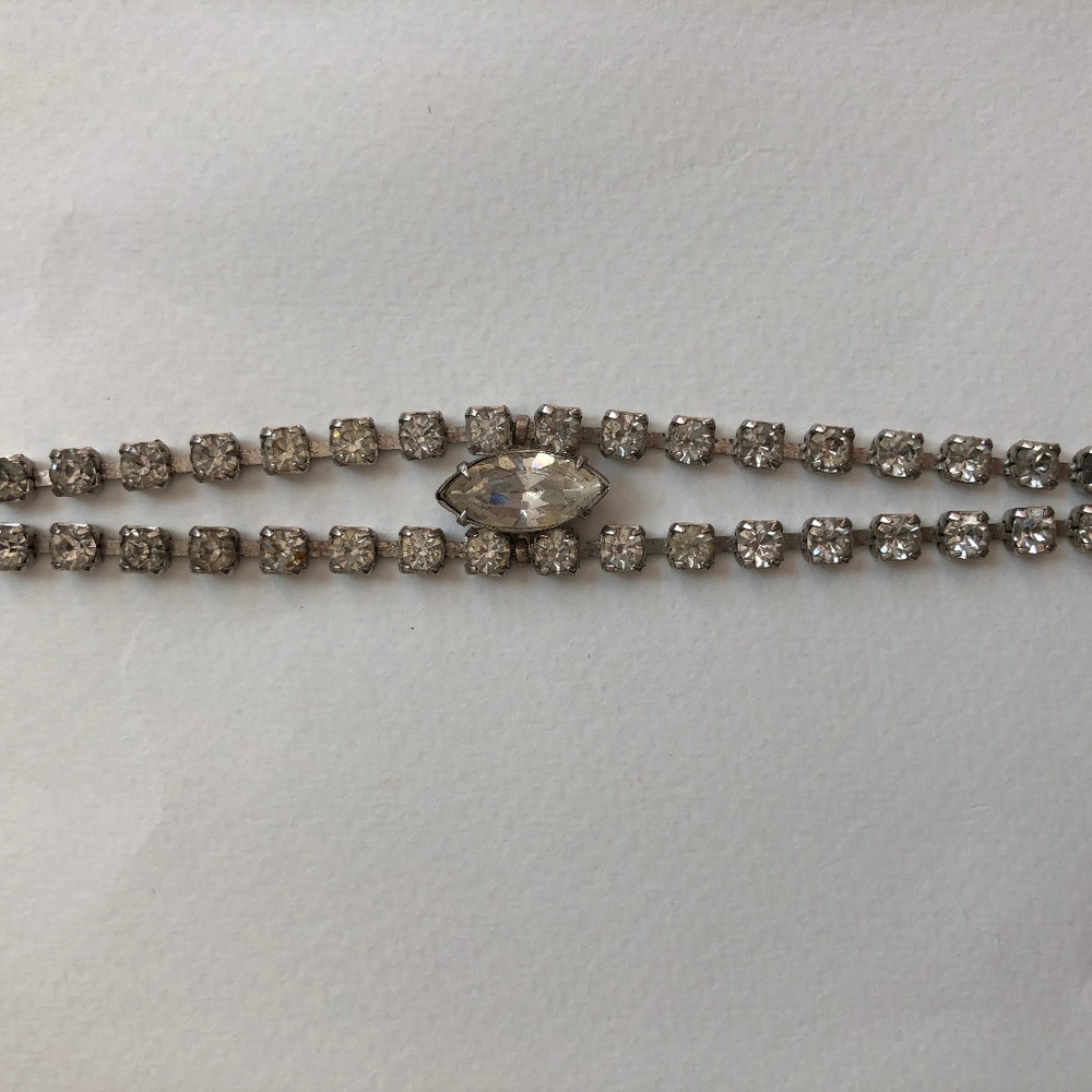 Vintage Rhinestone Bracelet with Center Stone